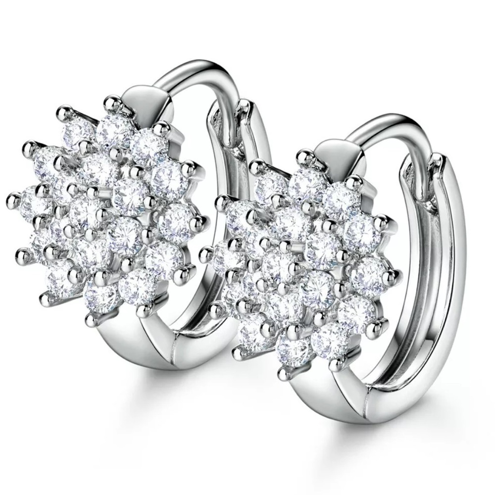 New White Gold Sapphire CZ Hoops Earrings 19mm